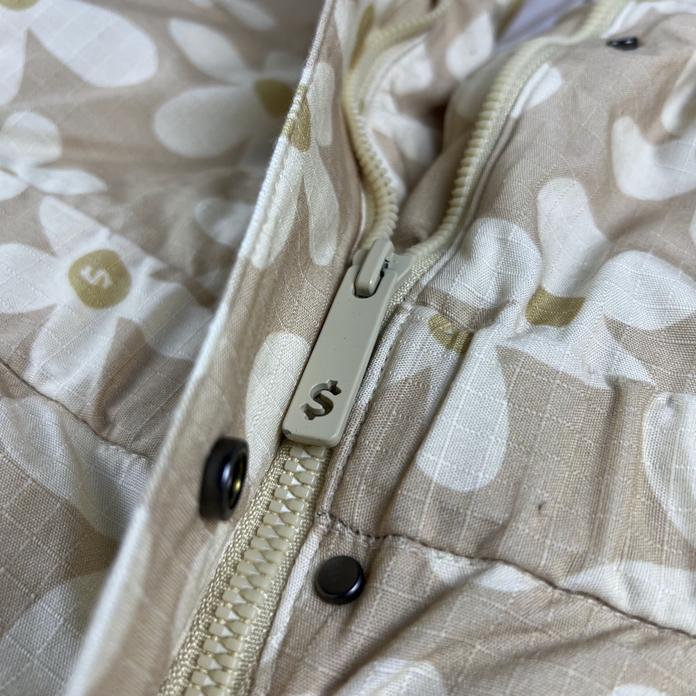 CASH APP Floral Jumpsuit Buckle Cargo Tan Zip Floral Flowers Size M - Picture 6 of 10